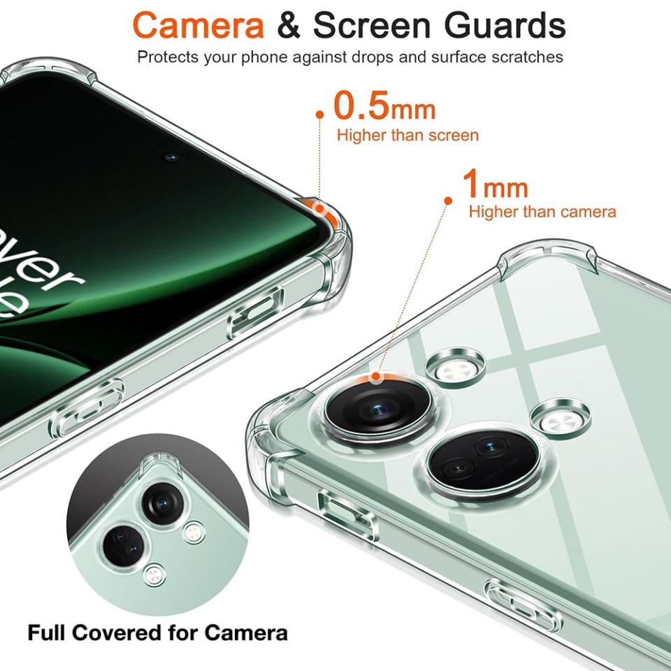Husa pentru OnePlus Nord 3 , SKYDDAR INNOVATION, Shockproof Clear din Silicon Slim, Transparenta, set cu sticker - 3 | YEO