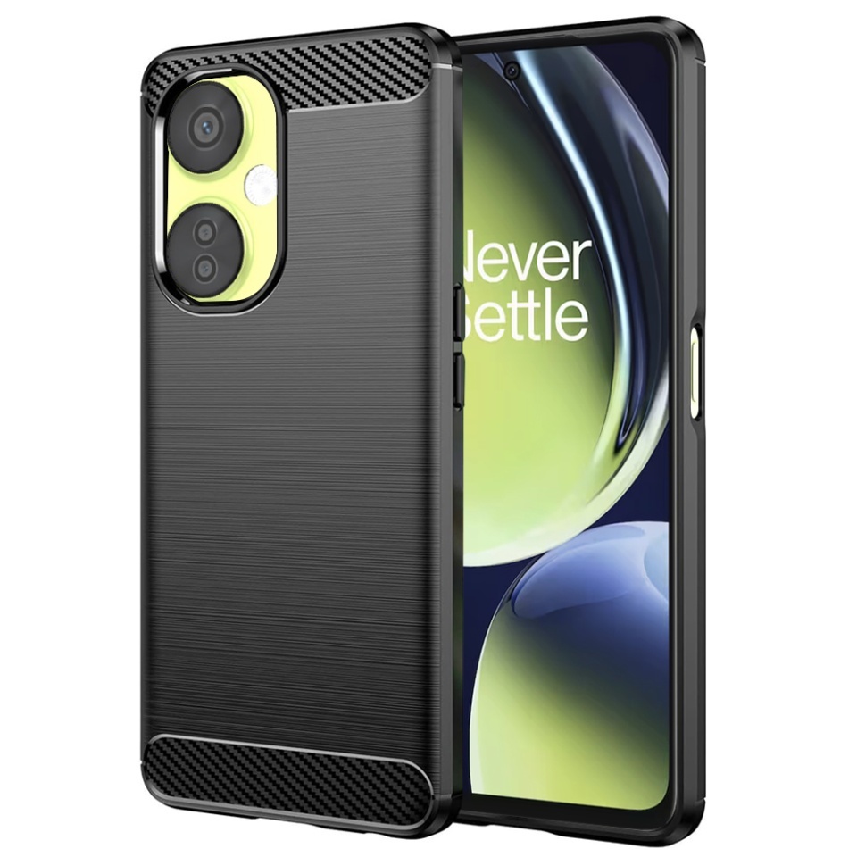 Husa pentru OnePlus Nord CE 3 Lite, SKYDDAR INNOVATION, Carbon Silicone, din Silicon Slim, cu textura Fibra Carbon, set cu sticker, Negru