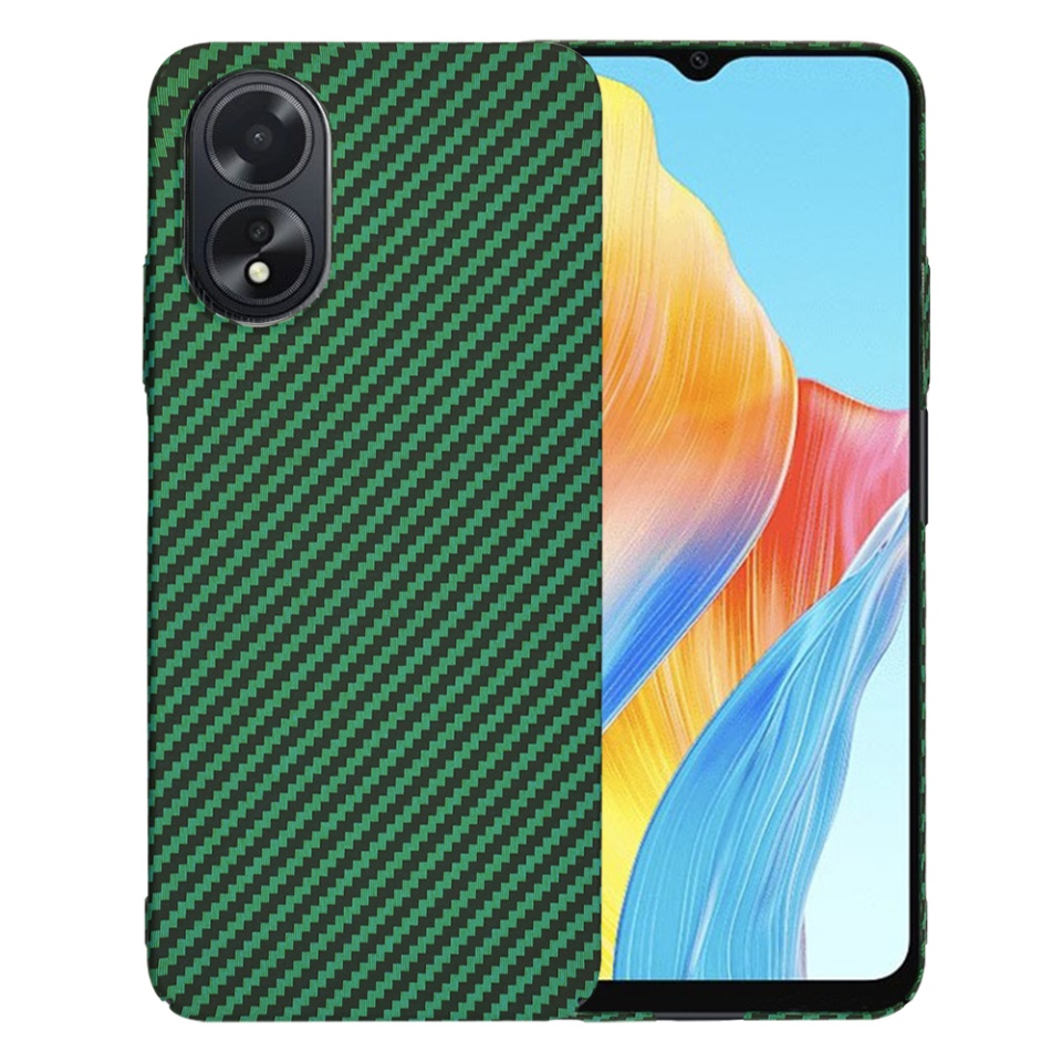 Husa pentru Oppo A38 / A18, Finisaj Premium cu Textura de Carbon, Design Elegant, SKDR CarbonFlex - Verde