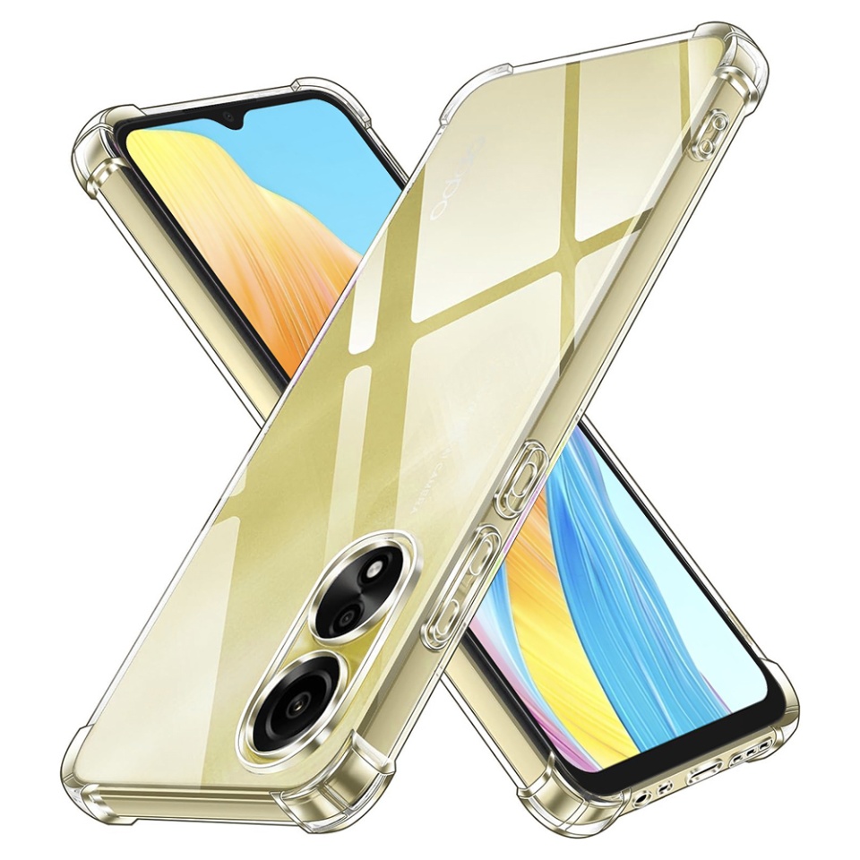 Husa pentru Oppo A38 / A18 , SKYDDAR INNOVATION, Shockproof Clear din Silicon Slim, Transparenta, set cu sticker