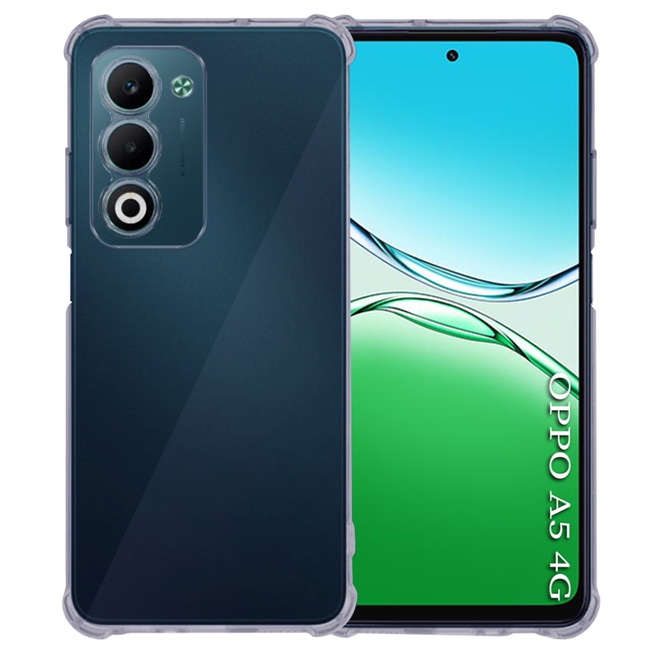 Husa pentru Oppo A5 4G, SKYDDAR INNOVATION, Shockproof Clear Silicone, Silicon Slim, set cu sticker, Fumuriu