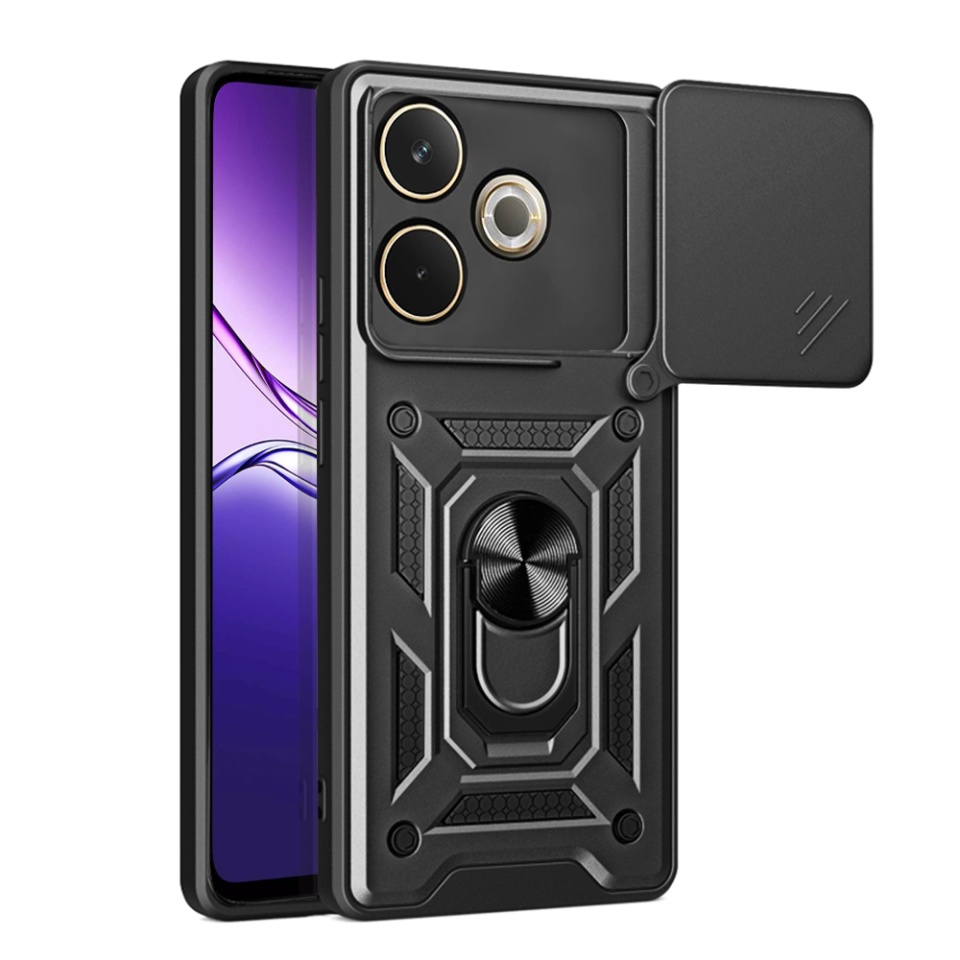 Husa pentru Oppo A5 Pro 5G / A5 Pro 4G, SKYDDAR INNOVATION, CamShield, Negru, set cu sticker