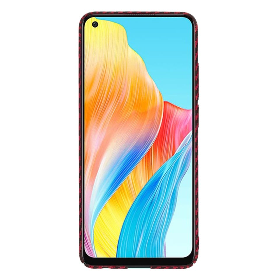 Husa pentru Oppo A78 4G, Finisaj Premium cu Textura de Carbon, Design Elegant, SKDR CarbonFlex - Rosu - 1 | YEO