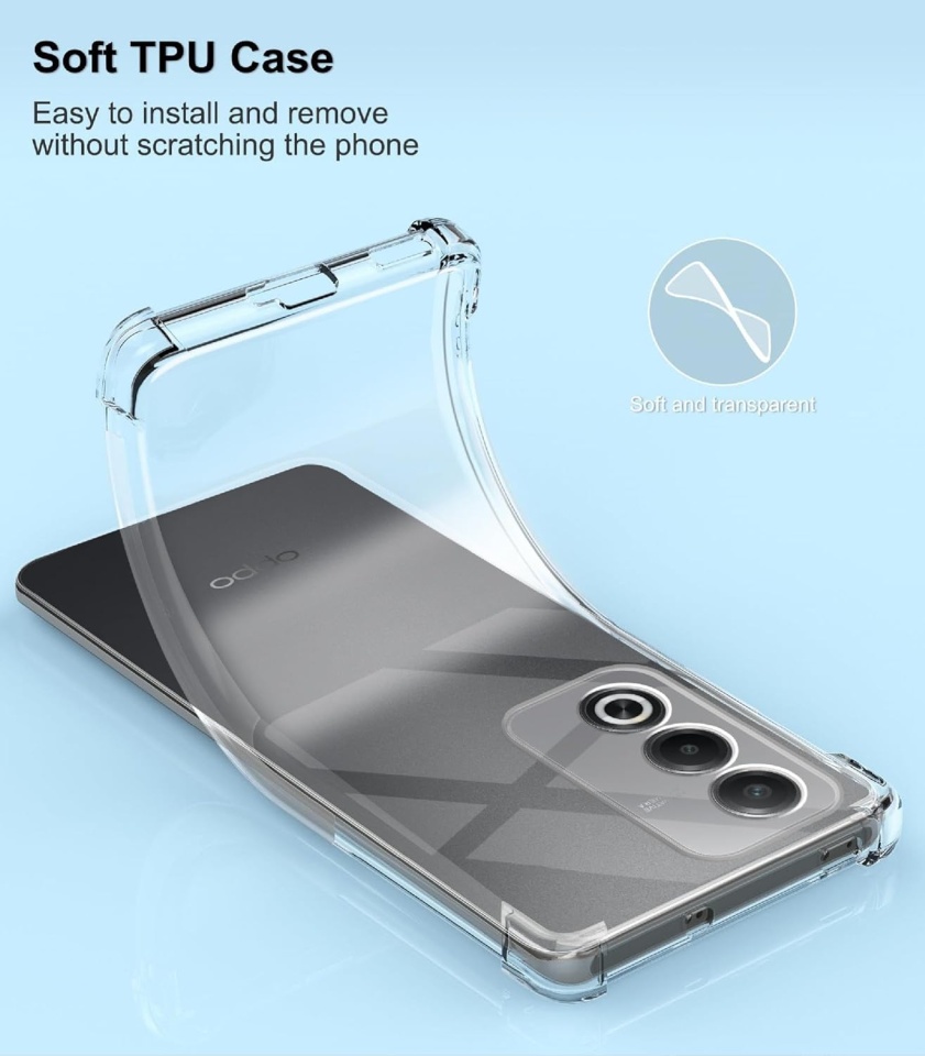 Husa pentru Oppo A80 5G din silicon slim, anti soc, Skyddar Shock - Transparenta - 2 | YEO