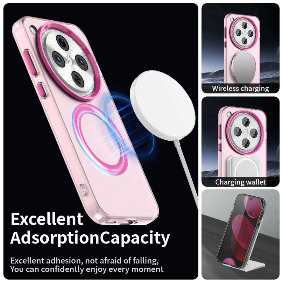 Husa pentru Oppo Find X8 Pro, SKYDDAR INOVATION, CandyCase, Magsafe, set cu sticker, Roz - 1 | YEO