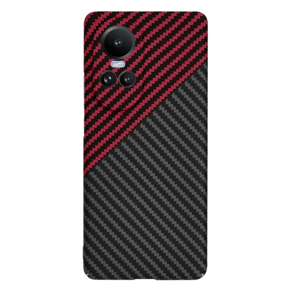 Husa pentru Oppo Reno10 / Reno10 Pro, SKYDDAR INNOVATION, textura carbon, Carbonite FiberShell, set cu sticker, Rosu inchis, - 2 | YEO