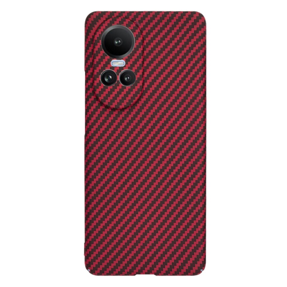 Husa pentru Oppo Reno10 / Reno10 Pro, SKYDDAR INNOVATION, textura carbon, Carbonite FiberShell, set cu sticker, Rosu, - 2 | YEO
