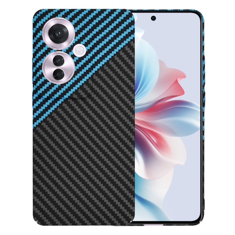 Husa pentru Oppo Reno11 F, Finisaj Premium cu Textura de Carbon, Design Elegant, SKDR CarbonFlex - Bleu