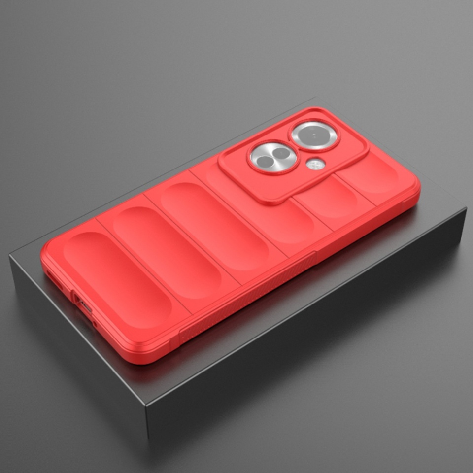 Husa pentru Oppo Reno11 F, SKYDDAR INNOVATION, Magic Shield, din Silicon Mat, set cu sticker, Rosu - 2 | YEO