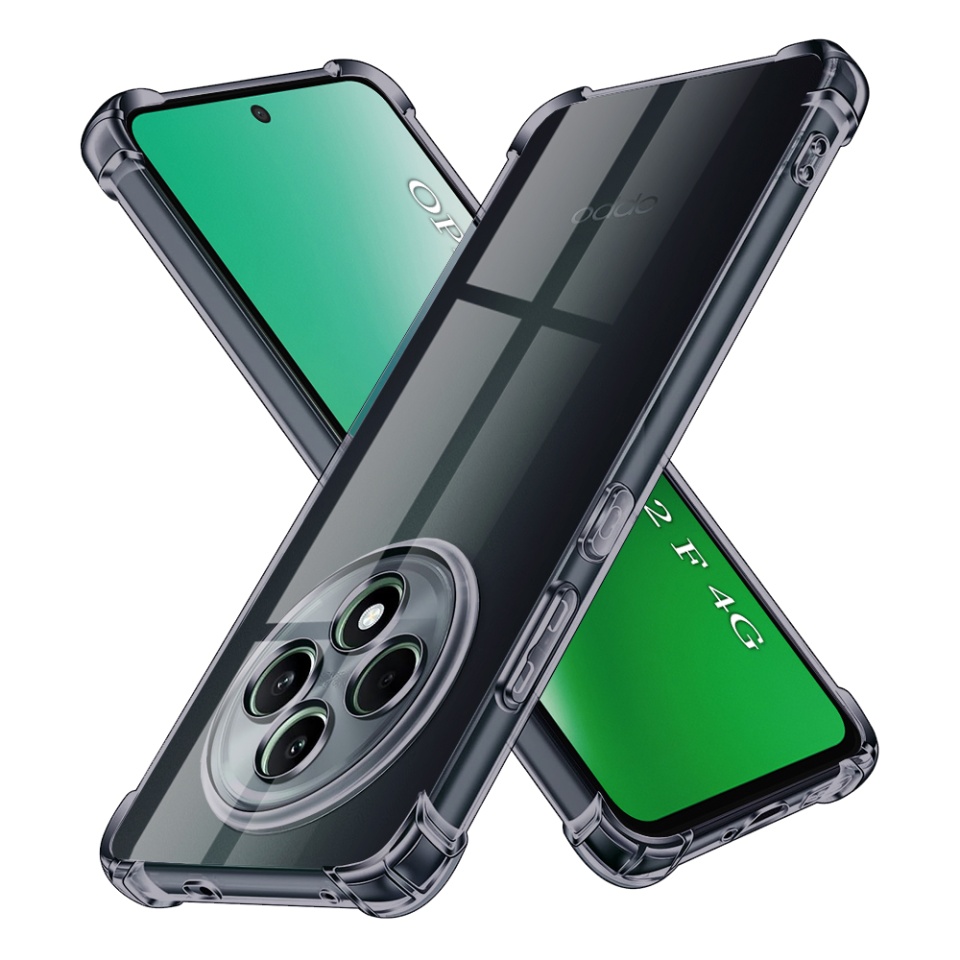Husa pentru Oppo Reno12 F 5G / Reno12 FS 5G / Reno12 F 4G / Reno12 FS 4G, SKYDDAR INNOVATION, Shockproof Clear Silicone, Silicon Slim, set cu sticker, Fumuriu