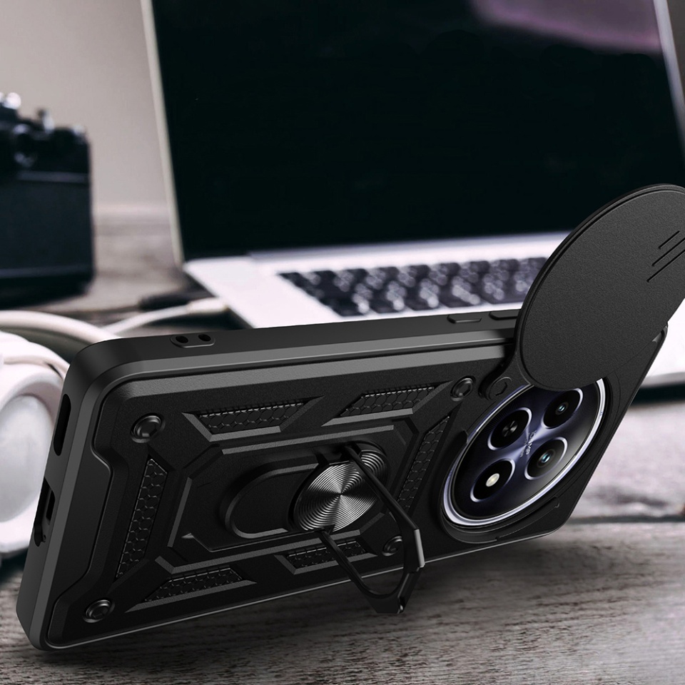 Husa pentru Oppo Reno12 F / Reno12 FS cu inel magnetic si protectie camera Skyddar CamShield - Albastru - 2 | YEO