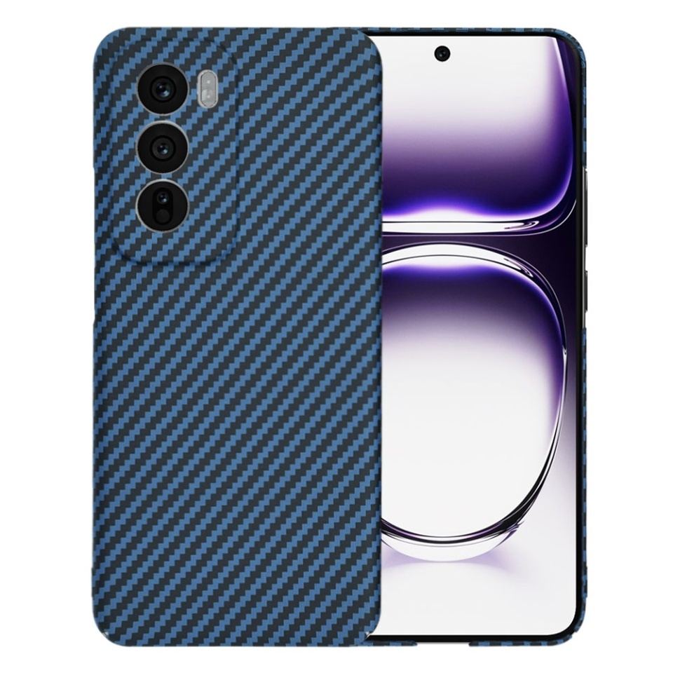 Husa pentru Oppo Reno12, SKYDDAR INNOVATION, textura carbon, Carbonite FiberShell, set cu sticker, Cyan,