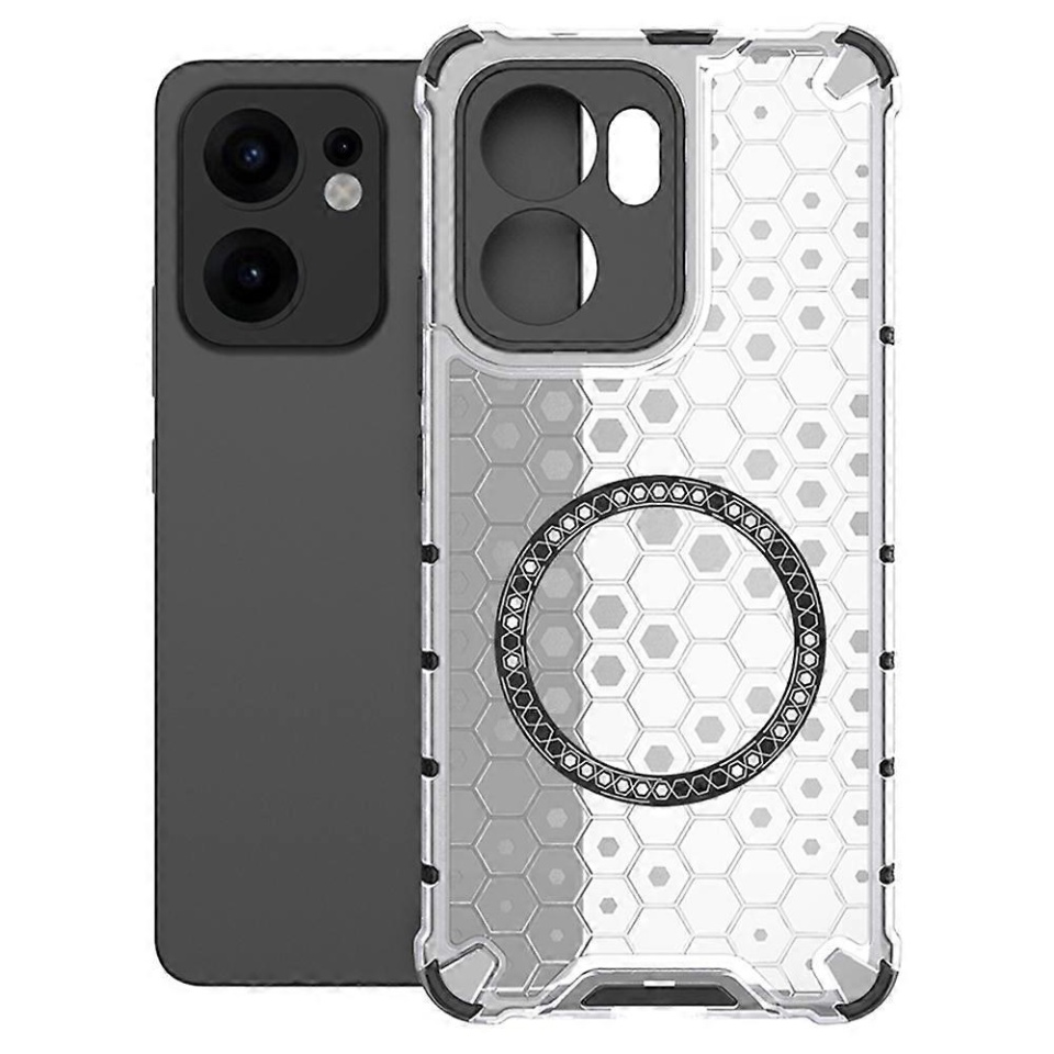 Husa pentru Oppo Reno13 F 4G / Reno13 F 5G / Reno13 FS 5G, SKYDDAR INNOVATION, HoneyComb Shield MagSafe, Alb, set cu sticker - 1 | YEO