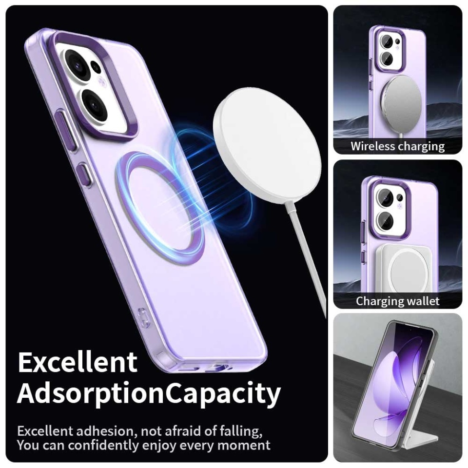 Husa pentru Oppo Reno13 F 4G / Reno13 F 5G / Reno13 FS 5G, SKYDDAR INOVATION, CandyCase, Magsafe, set cu sticker, Mov - 3 | YEO