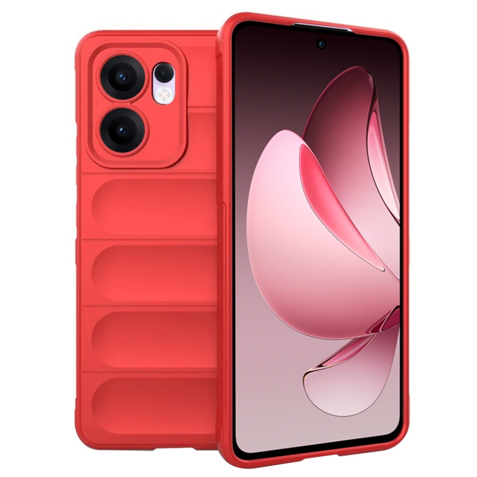 Husa pentru Oppo Reno13 F 4G, SKYDDAR INNOVATION, Vogue din Silicon Mat, set cu sticker, Rosu