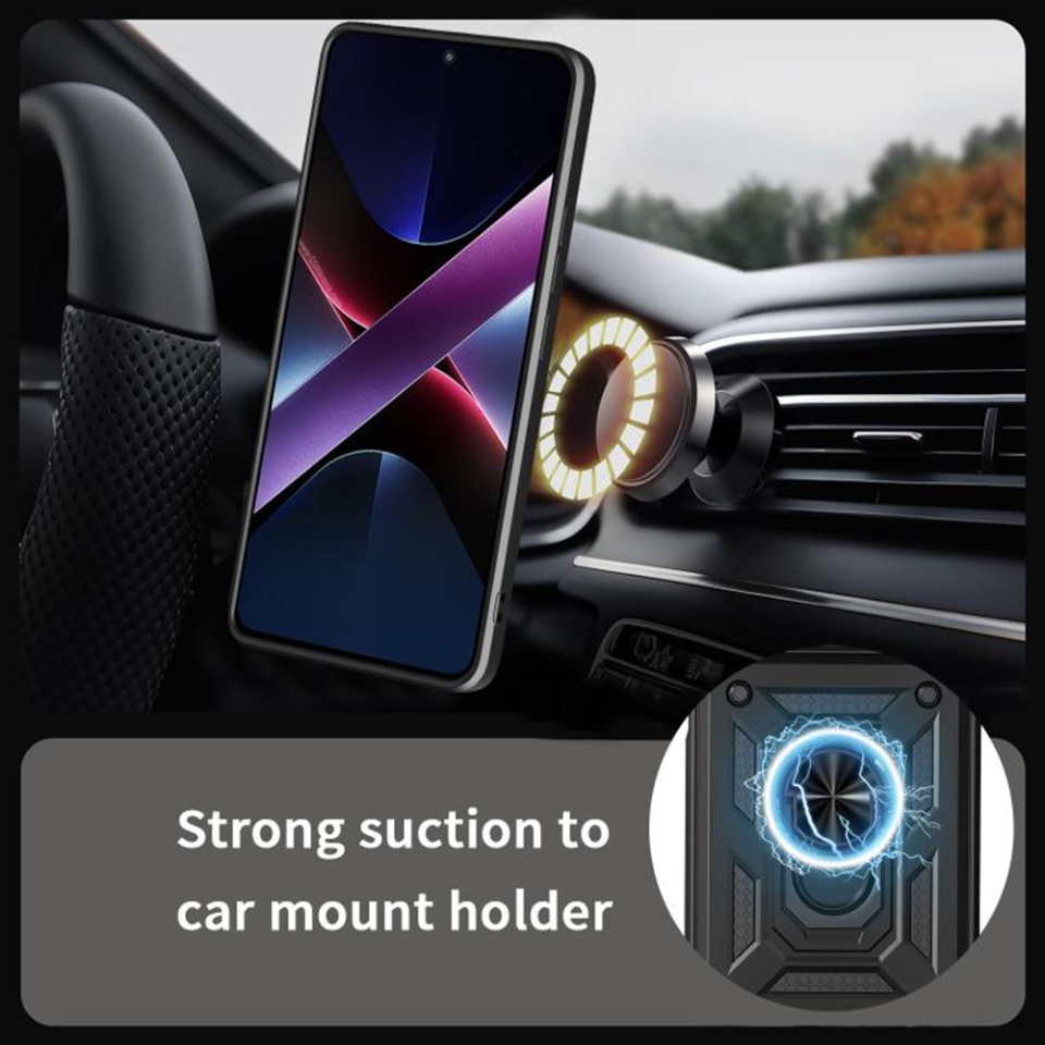 Husa pentru Oppo Reno14 FS 5G / Reno14 F, SKYDDAR INNOVATION, CamShield, Inel magnetic, set cu sticker, Negru - 2 | YEO