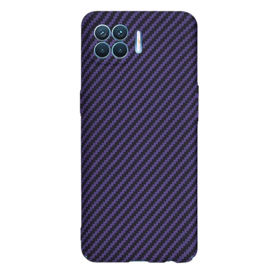 Husa pentru Oppo Reno4 Lite, SKYDDAR INNOVATION, textura carbon, Carbonite FiberShell, set cu sticker, Mov, - 2 | YEO