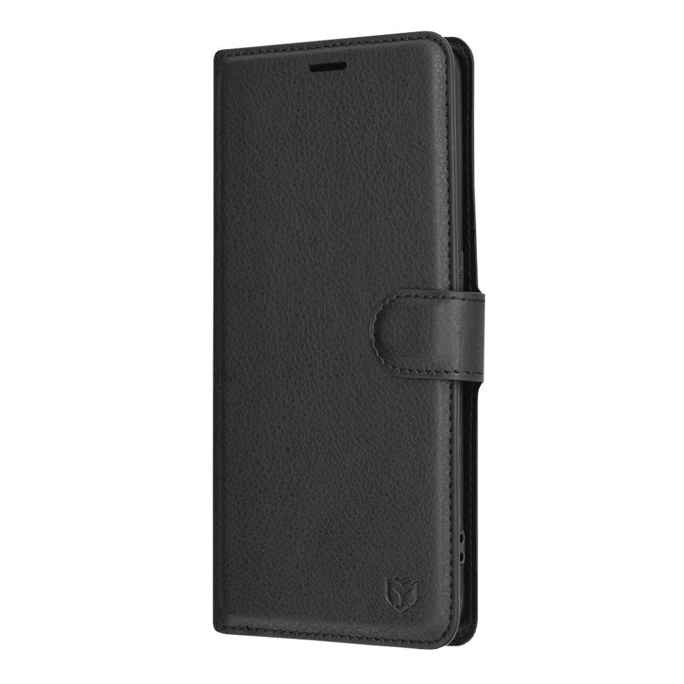 Husa pentru Oppo Reno5 Lite / A94 4G, SKYDDAR INNOVATION, Leather Folio tip Carte, cu Portofel Interior, Finisaje Premium, set cu sticker, Negru - 3 | YEO