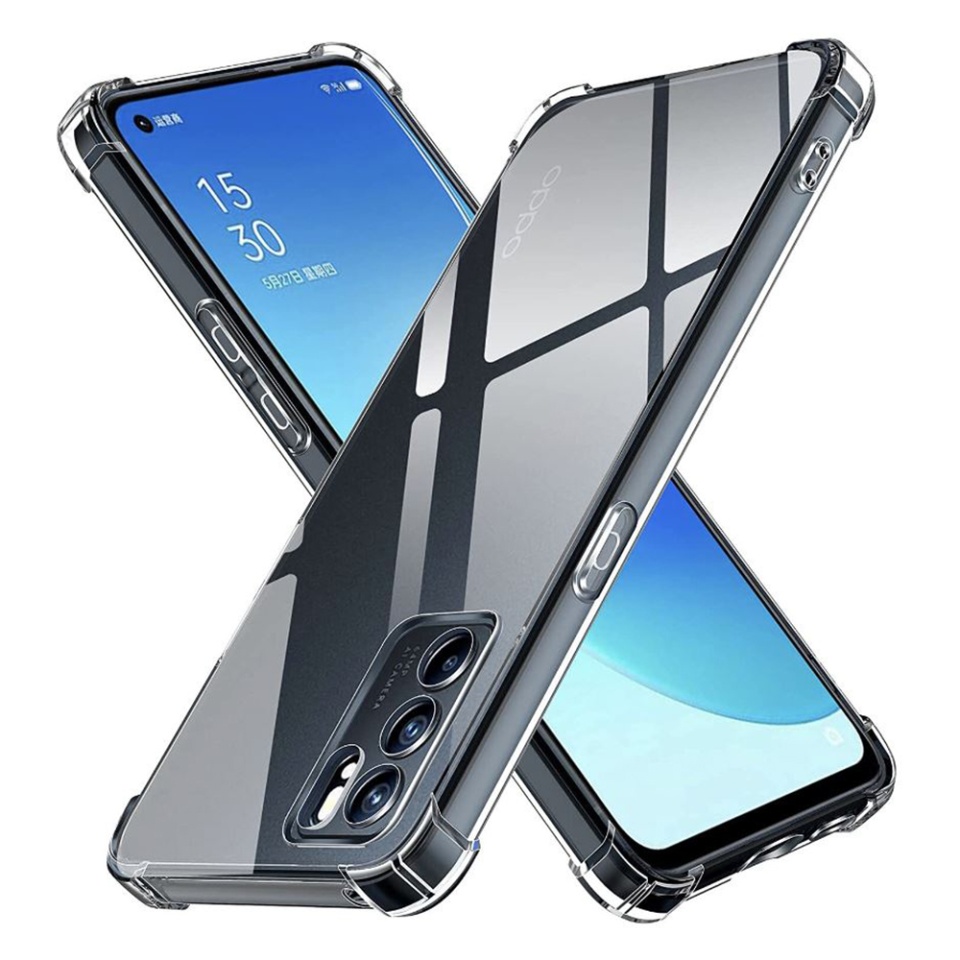 Husa pentru Oppo Reno6 5G , SKYDDAR INNOVATION, Shockproof Clear din Silicon Slim, Transparenta, set cu sticker