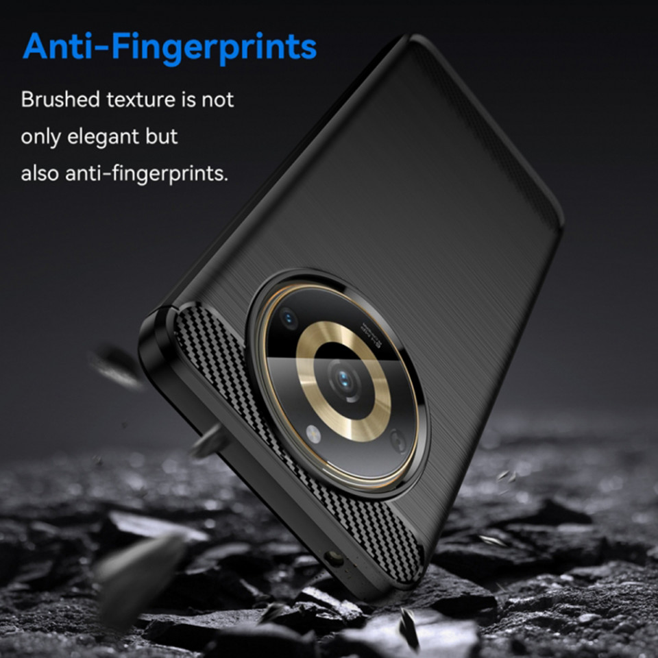 Husa pentru Realme 11 din silicon, Slim, cu textura Fibra Carbon - Negru - 3 | YEO