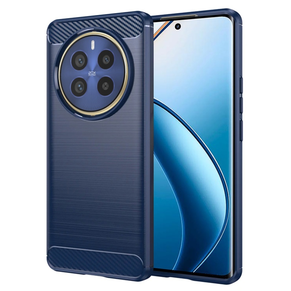 Husa pentru Realme 12 Pro / 12 Pro+, SKYDDAR INNOVATION, Carbon Silicone, din Silicon Slim, cu textura Fibra Carbon, set cu sticker, Albastru