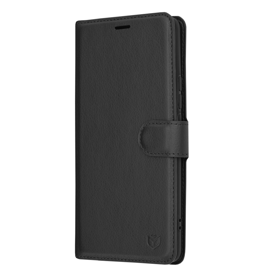 Husa pentru Realme 12 Pro / 12 Pro+, SKYDDAR INNOVATION, Leather Folio tip Carte, cu Portofel Interior, Finisaje Premium, set cu sticker, Negru - 3 | YEO