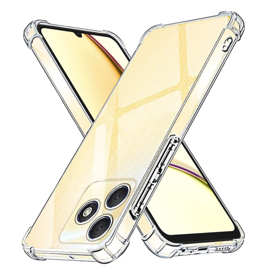 Husa pentru Realme C53 , SKYDDAR INNOVATION, Shockproof Clear din Silicon Slim, Transparenta, set cu sticker
