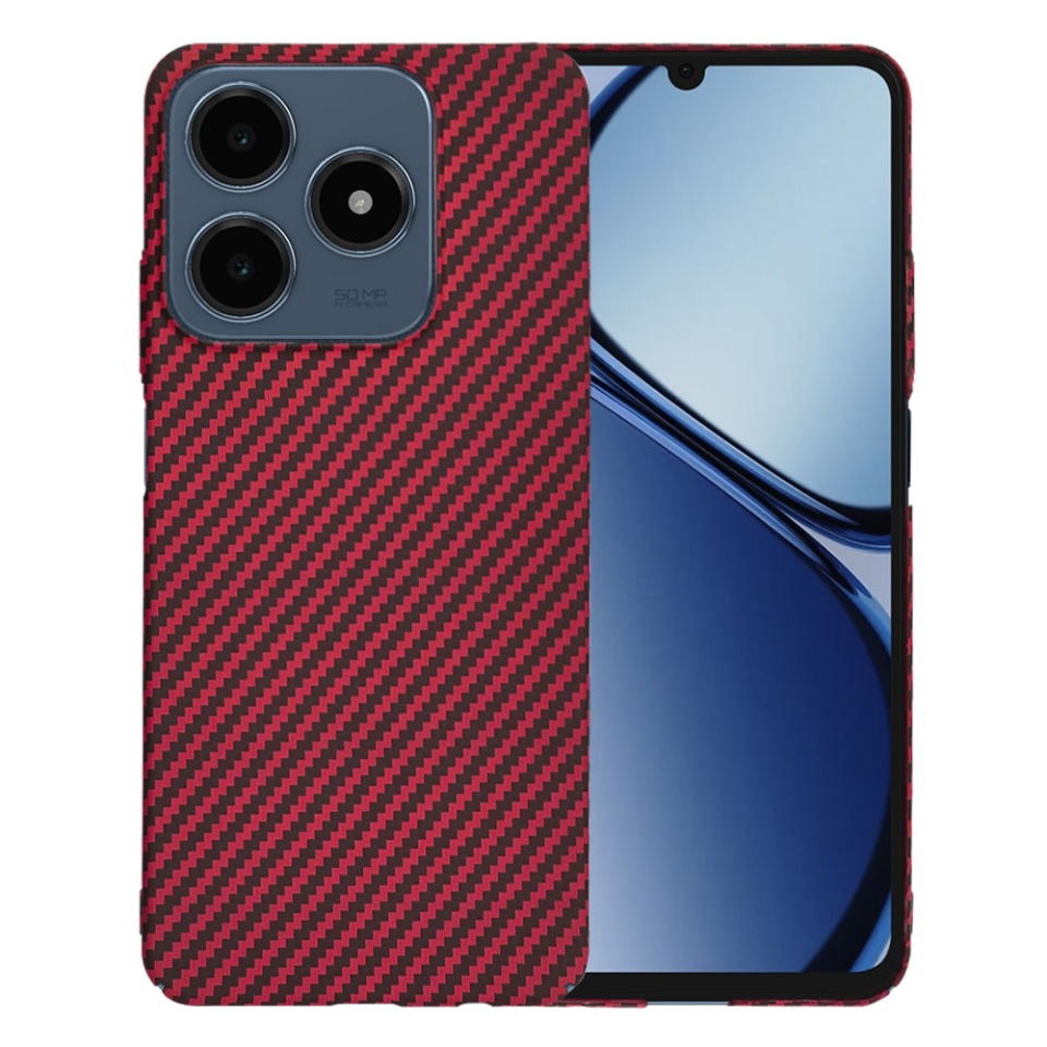 Husa pentru Realme C63 / C61, Finisaj Premium cu Textura de Carbon, Design Elegant, SKDR CarbonFlex - Rosu