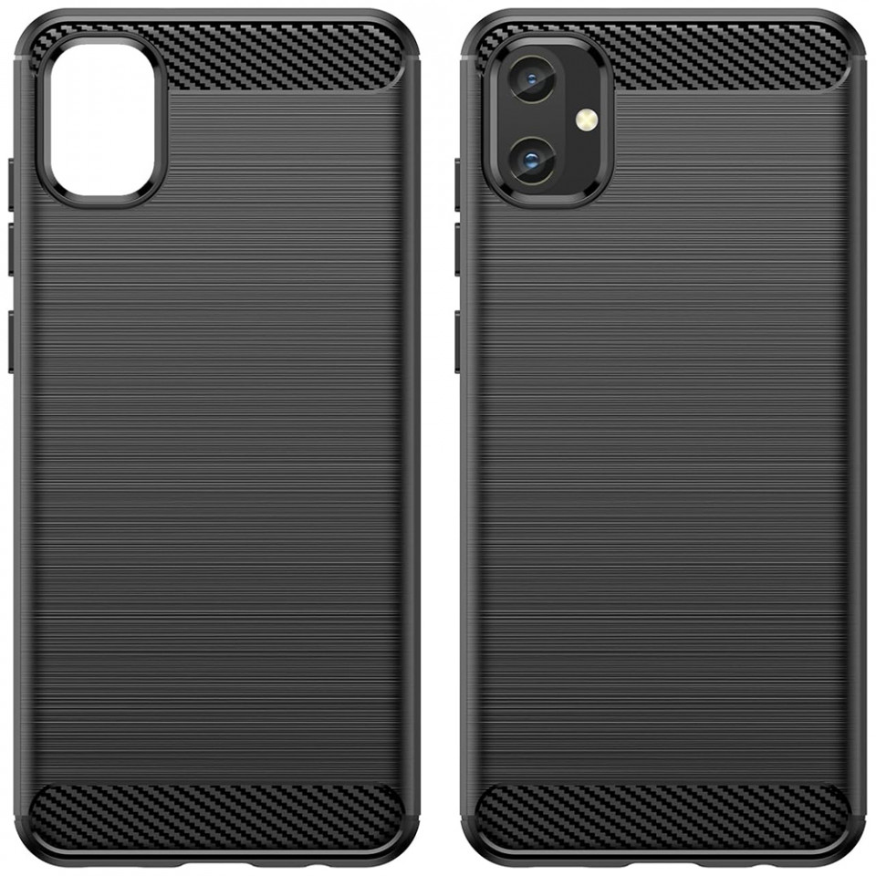 Husa pentru Samsung Galaxy A05 din silicon, Slim, cu textura Fibra Carbon - Negru - 1 | YEO