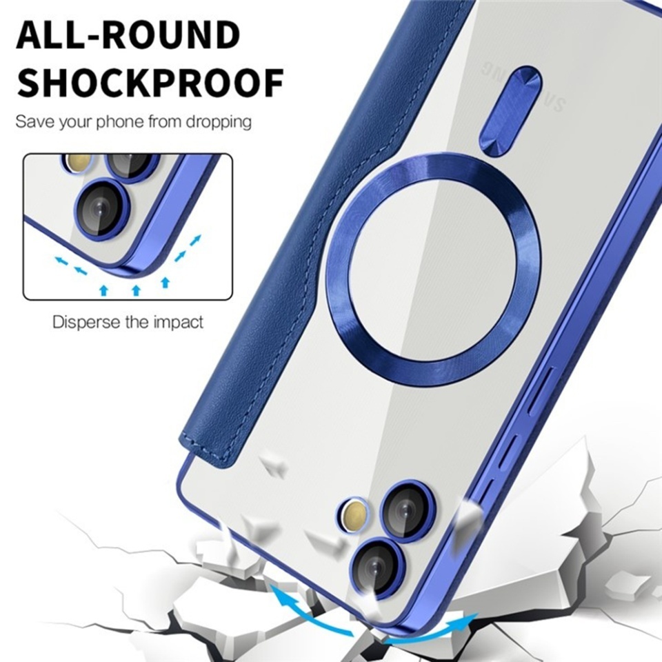 Husa pentru Samsung Galaxy A05 tip carte, SKYDDAR INOVATION, SmartMag Book, Magsafe, RFiD, Suport Carduri, set cu sticker, Albastru - 3 | YEO