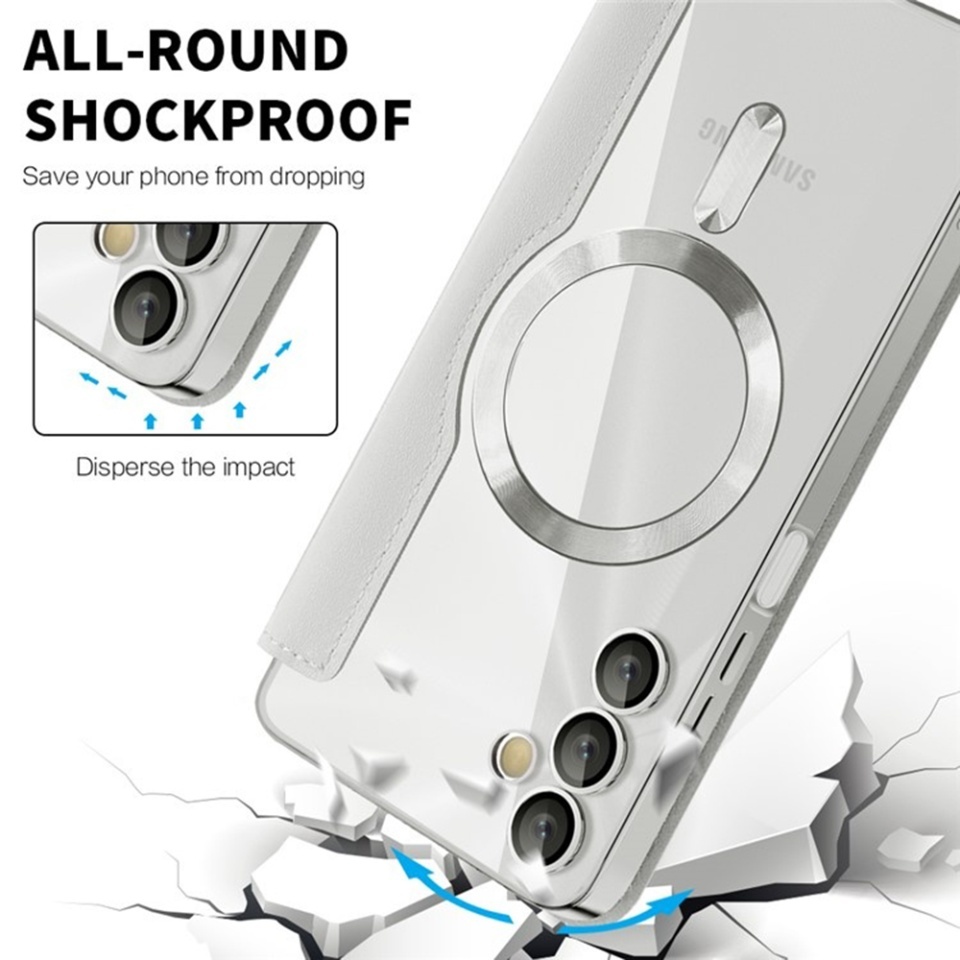 Husa pentru Samsung Galaxy A05s tip carte, SKYDDAR INOVATION, SmartMag Book, Magsafe, RFiD, Suport Carduri, set cu sticker, Gri - 3 | YEO