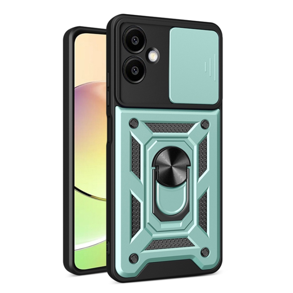 Husa pentru Samsung Galaxy A06, SKYDDAR INNOVATION, CamShield, Verde, set cu sticker