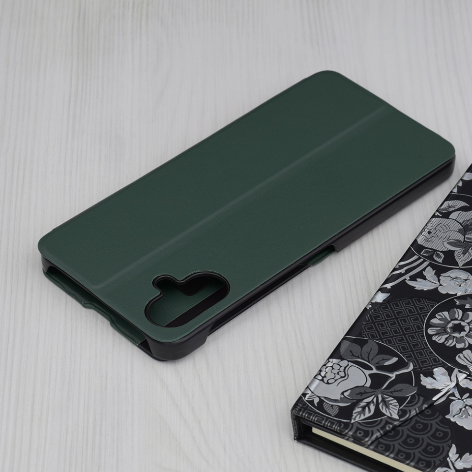 Husa pentru Samsung Galaxy A06, SKYDDAR INNOVATION, eFold, tip carte, Verde, set cu sticker - 1 | YEO