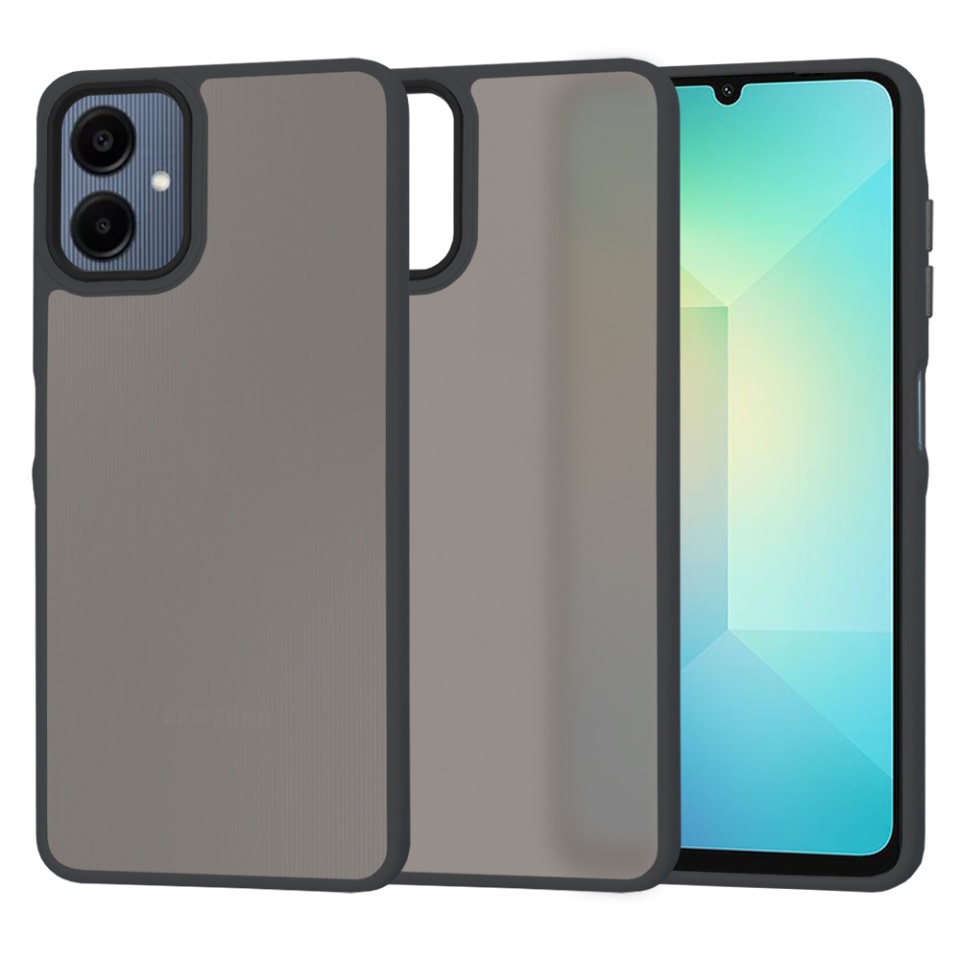 Husa pentru Samsung Galaxy A06, SKYDDAR INNOVATION, HaloFrost, AntiSoc, Negru, set cu sticker