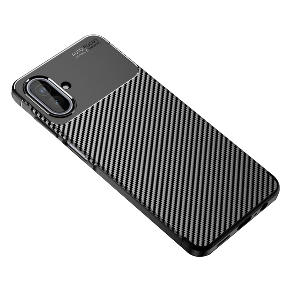 Husa pentru Samsung Galaxy A07 4G, SKYDDAR INNOVATION, CarbonFiber, Antisoc, set cu sticker, Negru