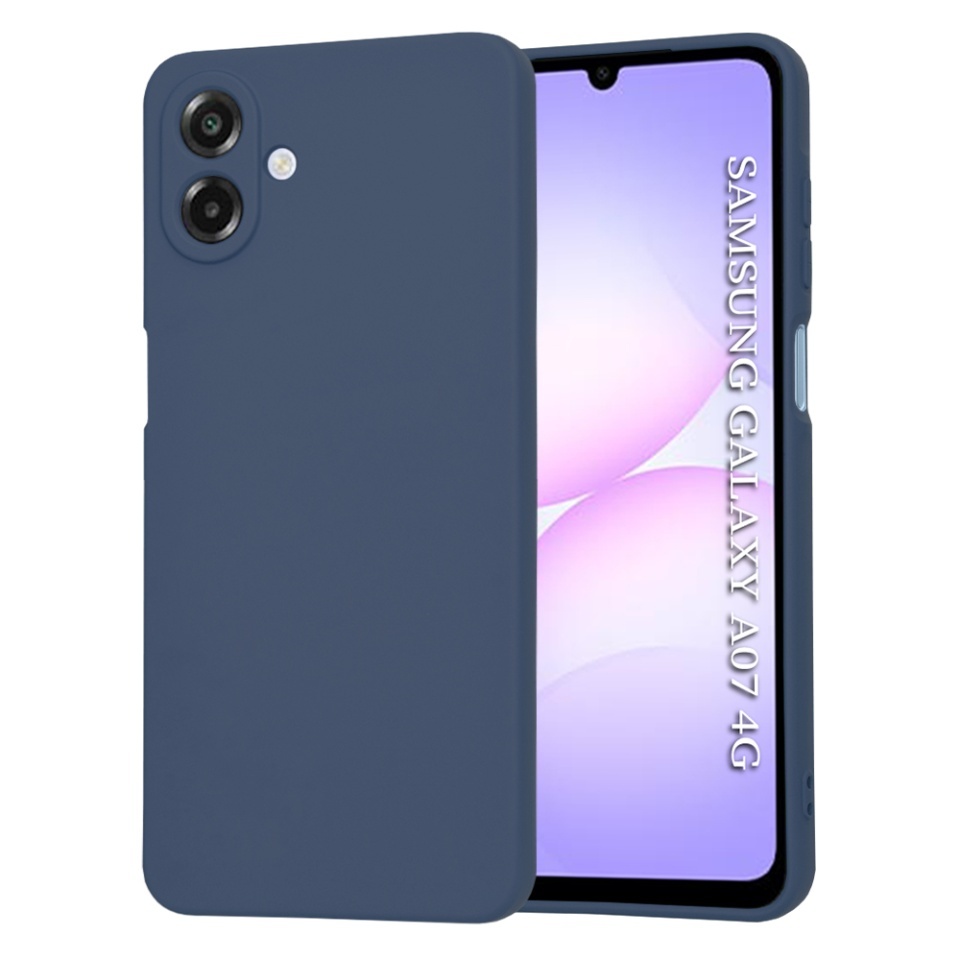 Husa pentru Samsung Galaxy A07 4G, SKYDDAR INNOVATION, din Silicon Catifelat, SoftElegance, set cu sticker, Bleumarin