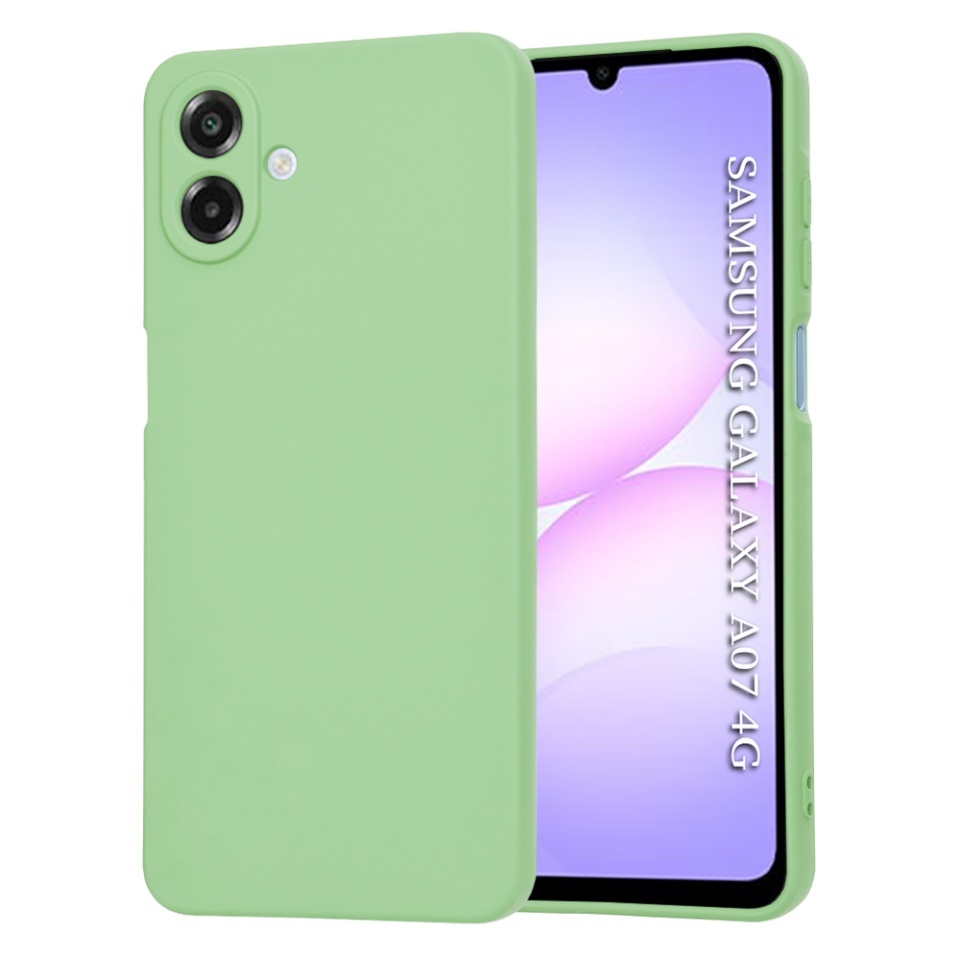 Husa pentru Samsung Galaxy A07 4G, SKYDDAR INNOVATION, din Silicon Catifelat, SoftElegance, set cu sticker, Verde deschis