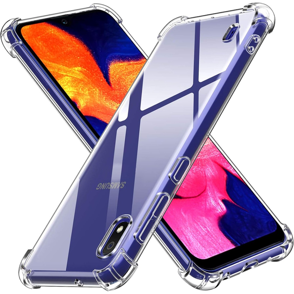 Husa pentru Samsung Galaxy A10 , SKYDDAR INNOVATION, Shockproof Clear din Silicon Slim, Transparenta, set cu sticker