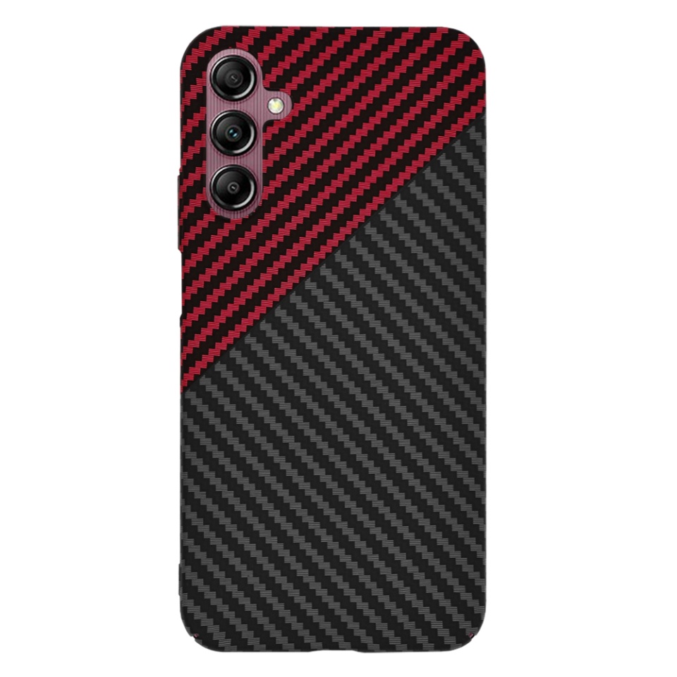 Husa pentru Samsung Galaxy A14 5G / Galaxy A14 4G, Finisaj Premium cu Textura de Carbon, Design Elegant, SKDR CarbonFlex - Rosu inchis - 1 | YEO
