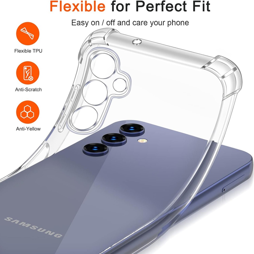 Husa pentru Samsung Galaxy A14 5G / Galaxy A14 4G , SKYDDAR INNOVATION, Shockproof Clear din Silicon Slim, Transparenta, set cu sticker - 1 | YEO