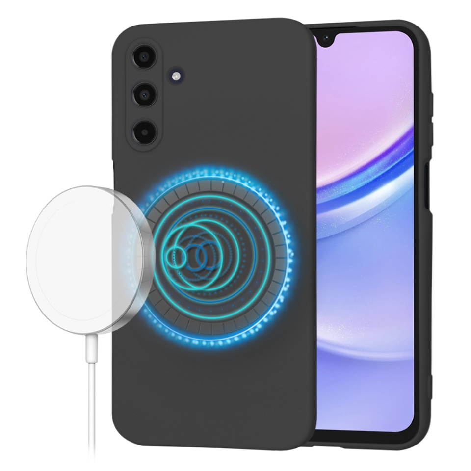Husa pentru Samsung Galaxy A15 4G din Silicon Catifelat, Protectie Premium, Skyddar SoftElegance Magsafe - Negru
