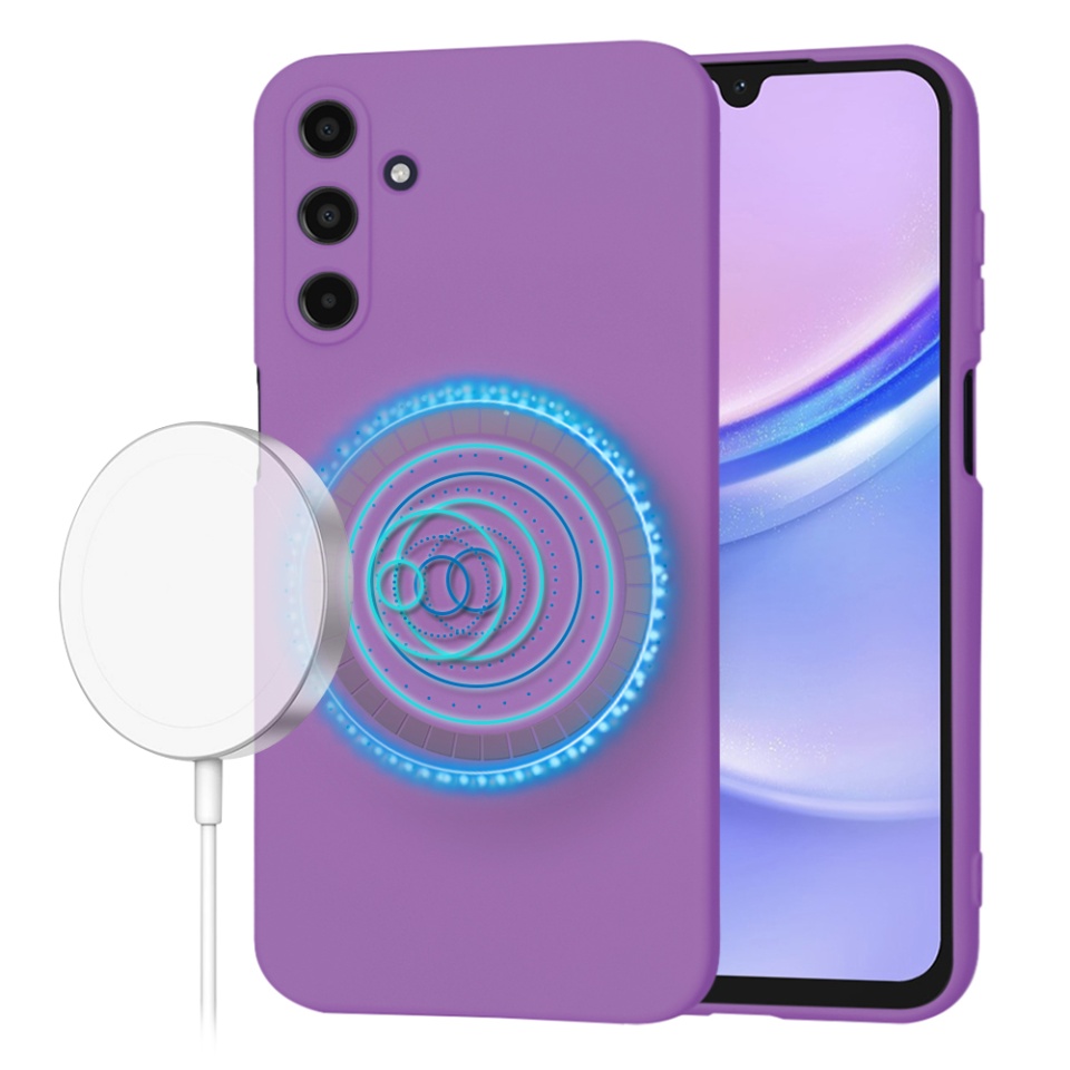 Husa pentru Samsung Galaxy A15 4G din Silicon Catifelat, Protectie Premium, Skyddar SoftElegance Magsafe - Mov