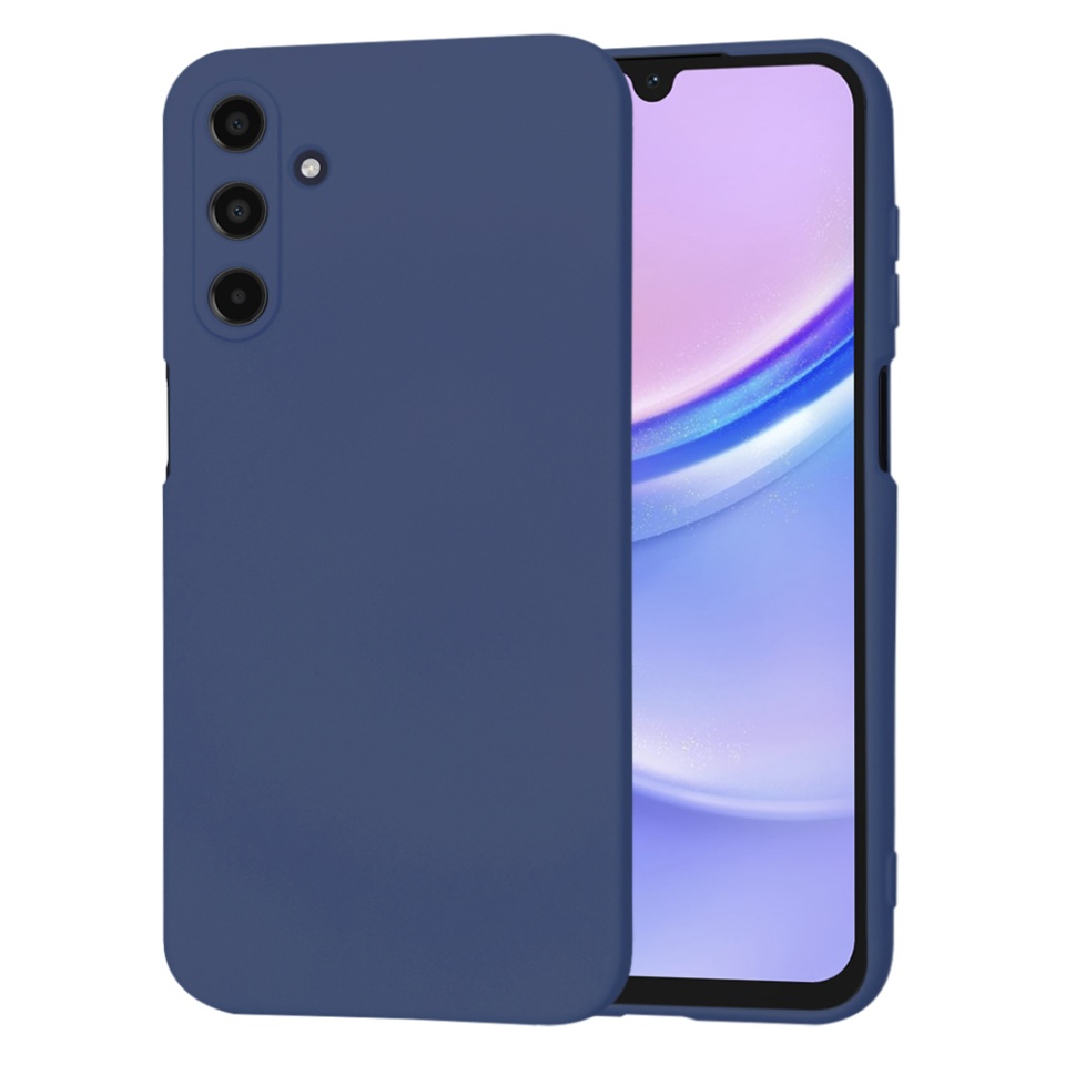 Husa pentru Samsung Galaxy A15 4G / Galaxy A15 5G, SKYDDAR INNOVATION, din Silicon Catifelat, SoftElegance , Bleumarin, set cu sticker