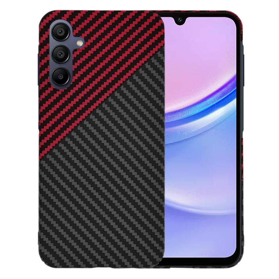Husa pentru Samsung Galaxy A15 4G / Galaxy A15 5G, SKYDDAR INNOVATION, Carbonite FiberShell, Rosu inchis, set cu sticker - 1 | YEO