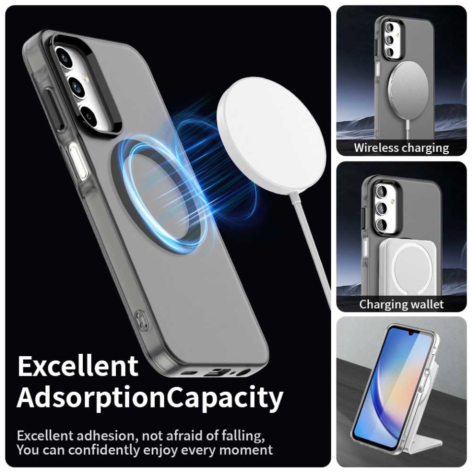 Husa pentru Samsung Galaxy A15 4G / Galaxy A15 5G, SKYDDAR INOVATION, CandyCase, Magsafe, set cu sticker, Negru - 2 | YEO