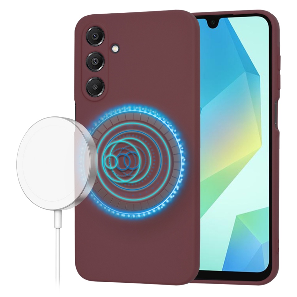 Husa pentru Samsung Galaxy A16 4G / Galaxy A16 5G din Silicon Catifelat, Protectie Premium, Skyddar SoftElegance Magsafe - Bordo
