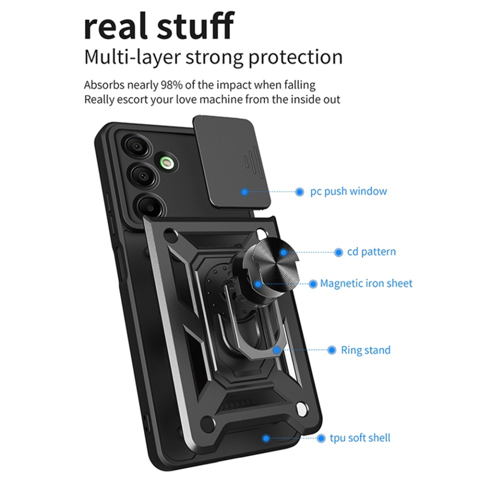 Husa pentru Samsung Galaxy A16 4G / Galaxy A16 5G, SKYDDAR INNOVATION, CamShield, Verde, set cu sticker - 1 | YEO