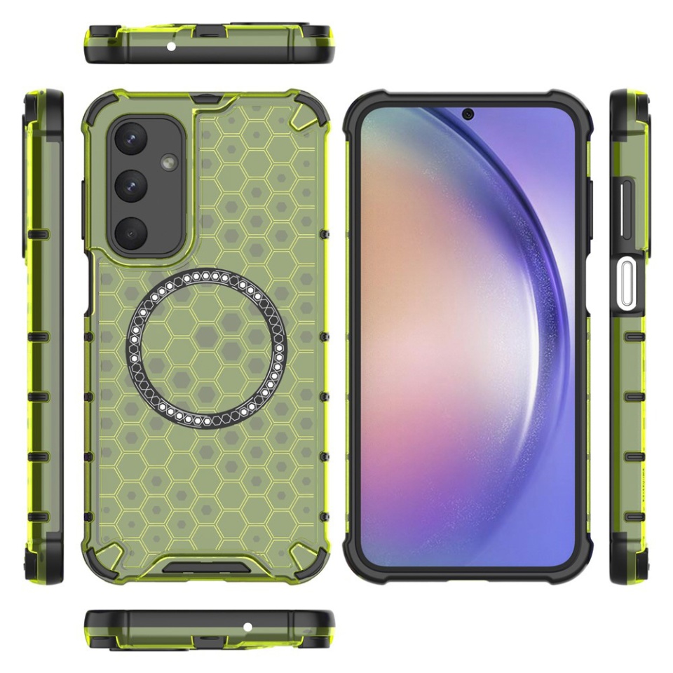 Husa pentru Samsung Galaxy A16 4G / Galaxy A16 5G, SKYDDAR INNOVATION, HoneyComb Shield MagSafe, Antisoc, set cu sticker, Verde - 3 | YEO