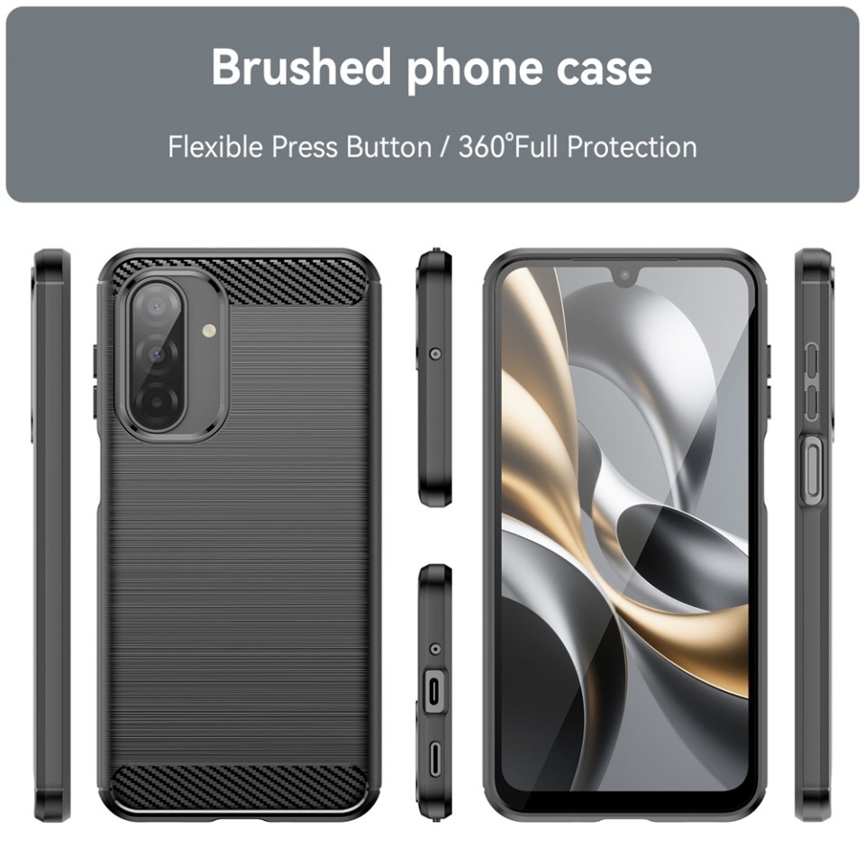 Husa pentru Samsung Galaxy A17 5G, SKYDDAR INNOVATION, Carbon Silicone, din Silicon Slim, cu textura Fibra Carbon, set cu sticker, Negru - 2 | YEO