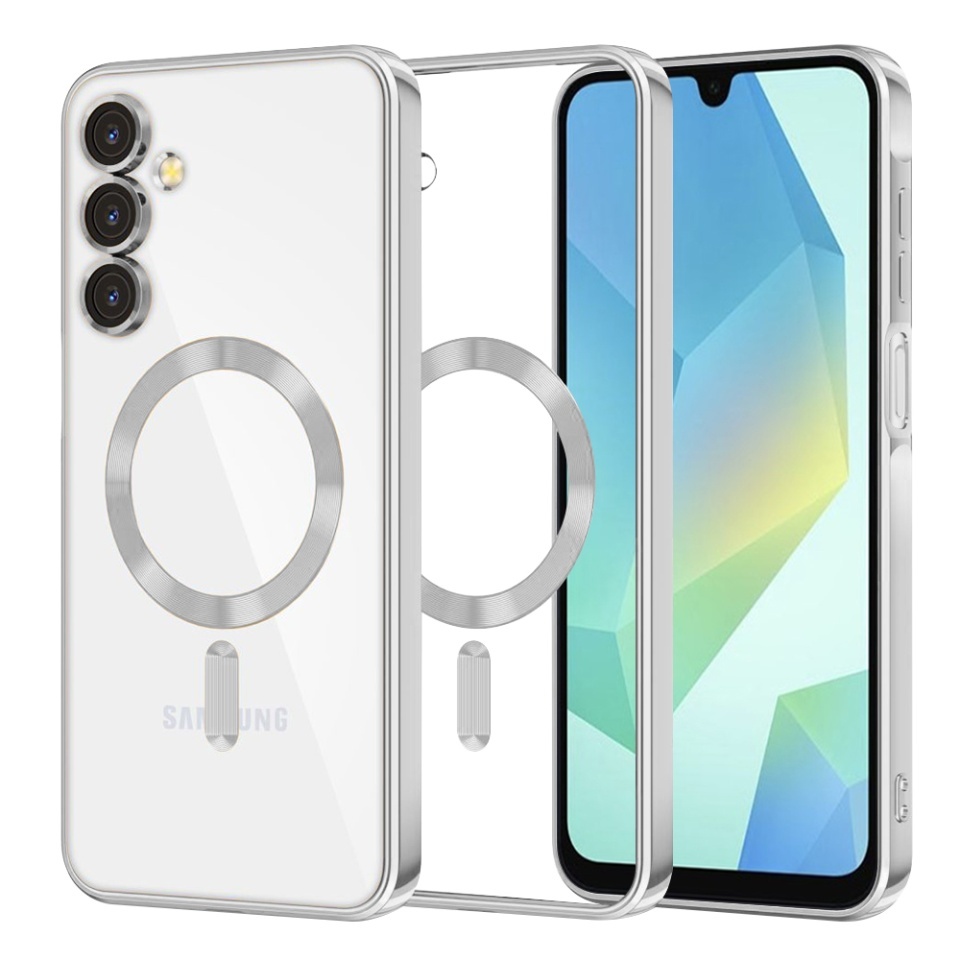 Husa pentru Samsung Galaxy A17 5G, SKYDDAR INNOVATION, Luxury Shield Magsafe, Protectie Antisoc, set cu sticker, Argintiu